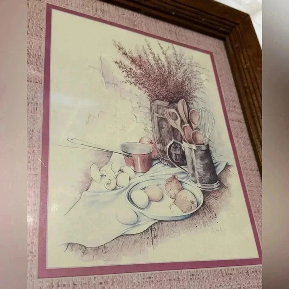 VTG Country Kitchen Baking Framed Picture Farmhouse Cottagecore Art Didtressed - Picture 4 of 9